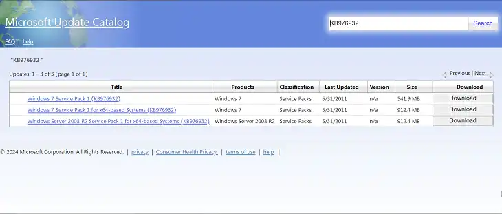 type KB976932 and press Enter