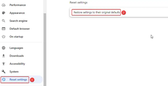 Reset Chrome to Default Settings