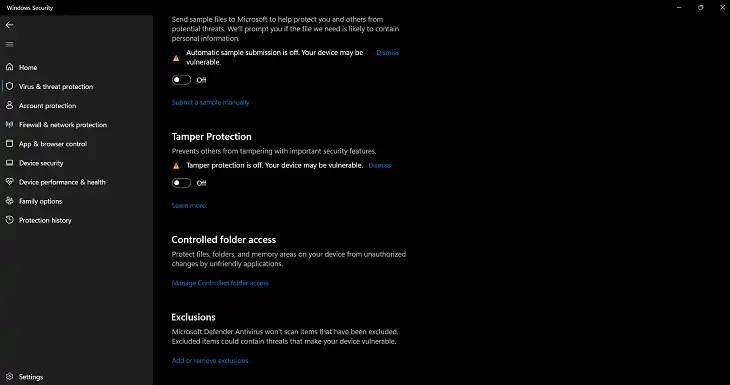 Add Game Folders to Windows Defender's Exclusions