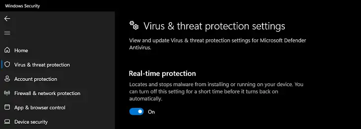 Adjust Real-Time Protection Settings